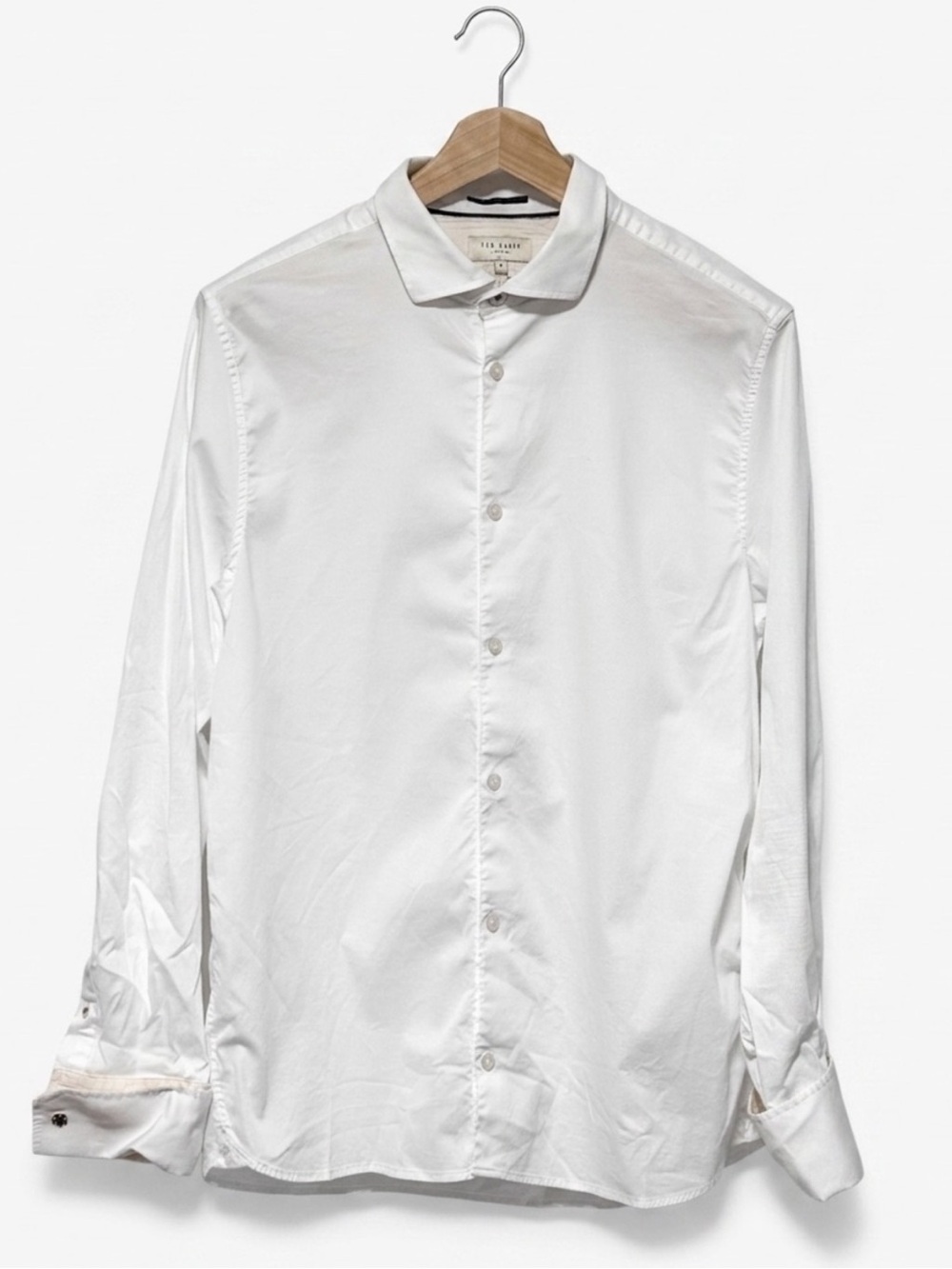 TED BAKER London White Dobby Textured Cotton Long Sleeve Dress Shirt Size 6